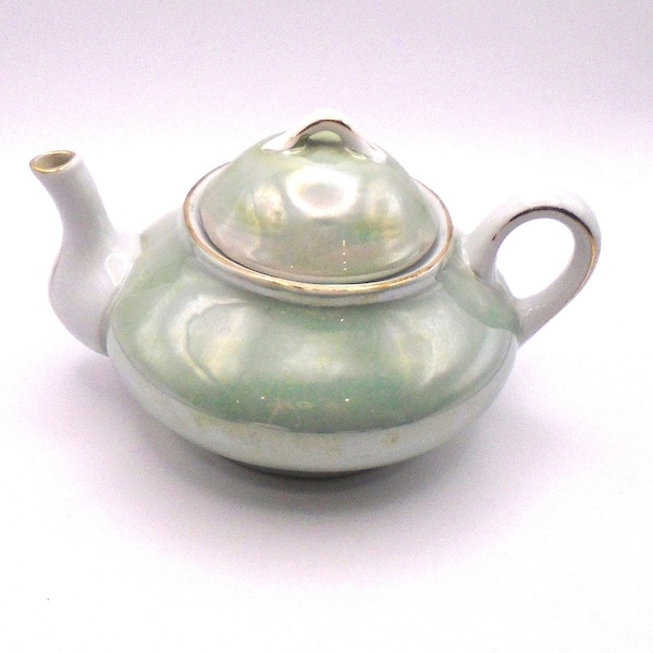 Vintage HGB Co.,Bavaria Small Lusterware Teapot, Glossy Green