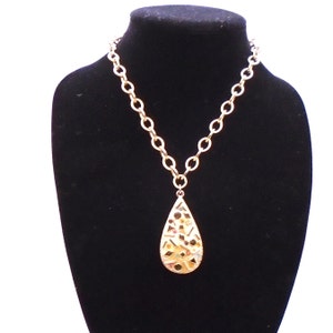 Vintage Sarah Coventry Drop Crystal Necklace 1970&#39;s Abstract Pendant