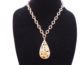 Vintage Sarah Coventry Drop Crystal Necklace 1970's Abstract Pendant