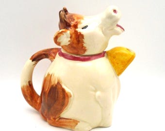 Vintage Price Brothers (Price Kensington) Sitting Cow Teapot, Hand-Painted, Circa 1940's, Made in England, Rare Find