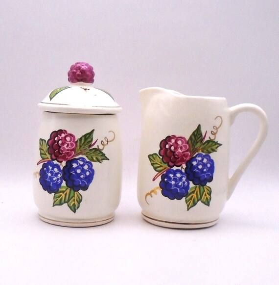 Vintage Knott's Berry Farm Sugar Bowl and Creamer Set: 1980s Kitchen Decor