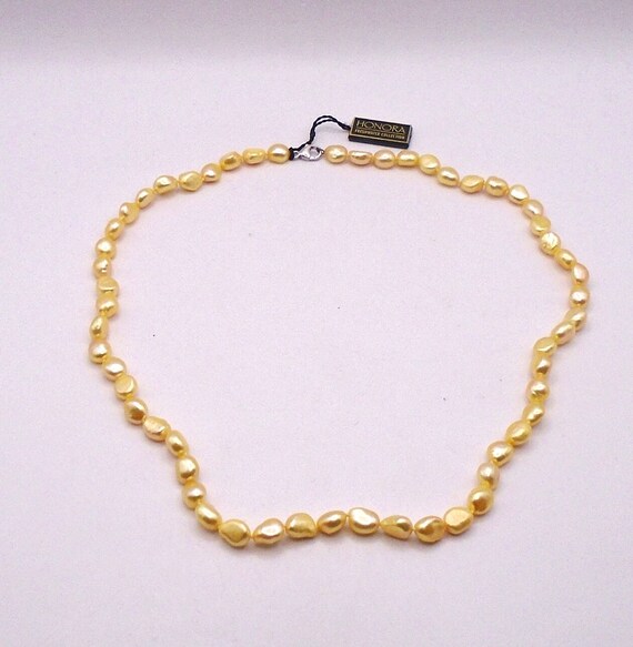 Honora yellow Pearl’s necklace . Honora Double Strand Pearl Necklace With 14k Yellow Gold  main image 4