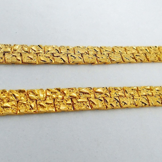 Vintage Nugget Textured Goldtone Serpentine Neckl… - image 2