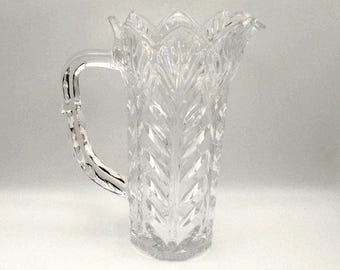 Vintage  Fifth Avenue Crystal "Portico" Pitcher, 9"Tall - 48 Ounce Capacity
