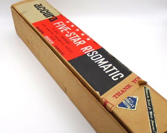 Vintage 1960-70's Accura Five Star Risomatic Tripod in original box, Unused, purchased at E.J. Korvette