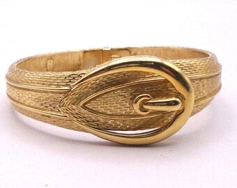 Vintage Avon Gold Tone Buckle Hinged Cuff Bracelet