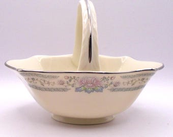 Vintage Lenox "Charleston" Porcelain Basket with Platinum Trim and Accents, Made in USA