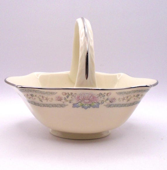 Vintage Lenox Charleston Basket: Porcelain with Platinum Trim, Made in USA