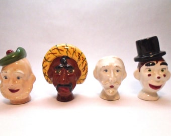 Vintage and Unique Ceramic "Character Head" Bottle Toppers