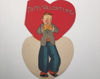 Vintage 1920's Valentines Card - "To My Valentine... Grab Me Kid Don't Hesitate, I'm an Easy Guy to Date"