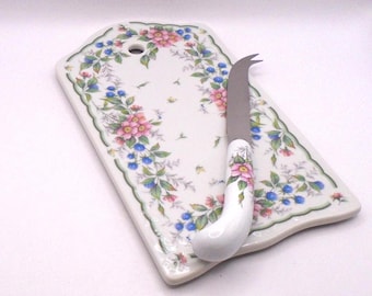 Vintage Ceramic Cheese/ Charcuterie Board and Cheese Knife, Andrea By Sakek Japan, New in Box