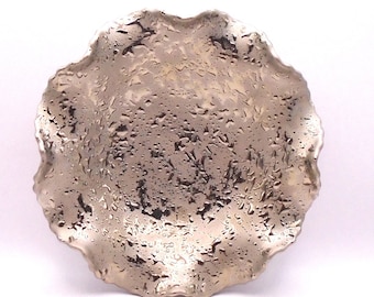 Vintage Mid-Century Modern Dixon Art Studios Weeping Silver Ruffled  Bowl/ Dish, Made in USA