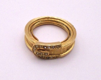 Vintage Avon Rhinestone Belt And Buckle Ring (5618) Adjustable
