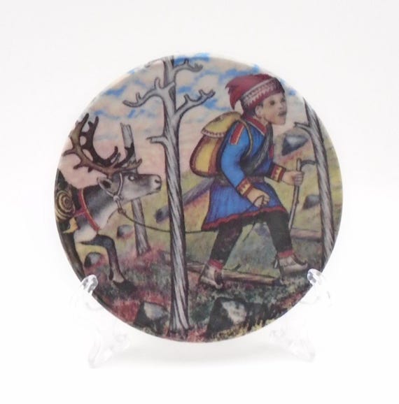 Arabia Finland Decorative Plate, #28 from the Lappland Series by Andreas Alariesto, Sami Postman