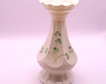 Vintage Belleek Island Shamrock Vase 7", Made in Ireland, Circa 1993-1997