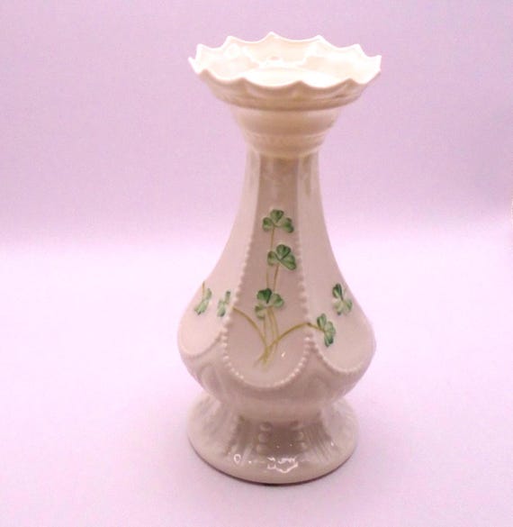 Vintage Belleek Island Shamrock Vase 7", Made in Ireland, Circa 1993-1997