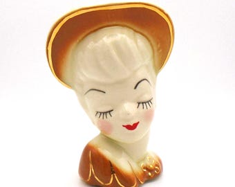 Vintage 1950's Glamour Girl "Betty Grable" Lady Head Vase