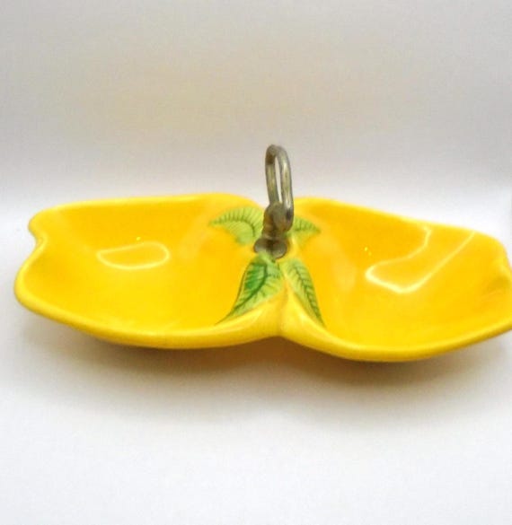 Vintage California Pottery Serving Dish: Mid-Century Modern Apple Leaf Ceramic