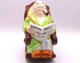 Vintage Lefton Rocking Grandpa "Retirement Fund" Ceramic Bank