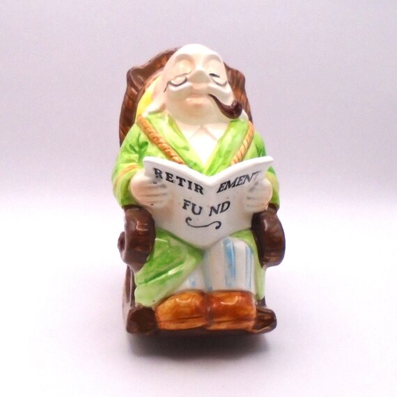 Vintage Lefton Rocking Grandpa "Retirement Fund" Ceramic Bank