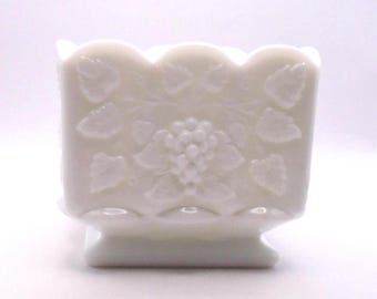 Vintage Westmorland White Milk Glass Paneled Grape Planter / Vase
