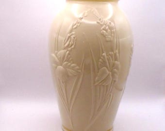 Vintage Lenox "Masterpiece" Large Vase, Hand Decorated Embossed Porcelain with 24kt Gold Accents, Made in USA, 9-1/2" Tall, Circa 1980's