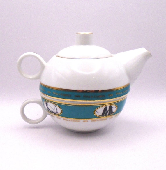 Vintage Rare Fink and Carney Teapot Trio By Giles of London