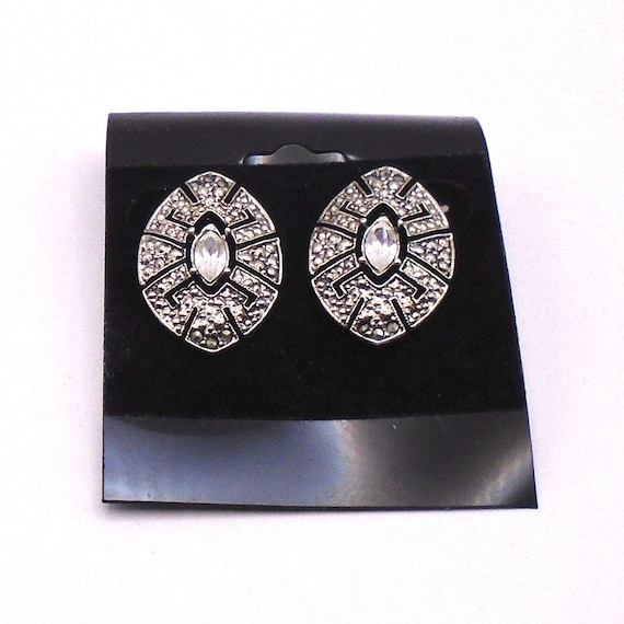 Vintage Rhinestone Silvertone Stud Earrings