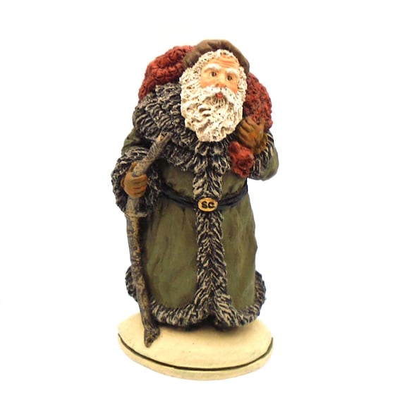 June McKenna Santa Figurine, Folk Art Collectible, 1990 Signed Numbered