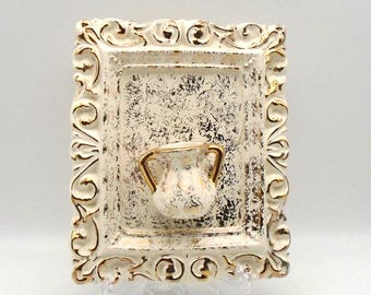 Vintage Mid-Century Modern Plymouth Products Company Wall Plaque Tile, P-150 Gold Accents Decorative Art Tile, Philadelphia, PA