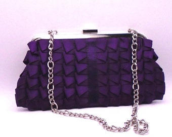 Vintage Jessica McClintock  Satin Evening/Clutch Bag with Silver Shoulder Chain Circa 1990's