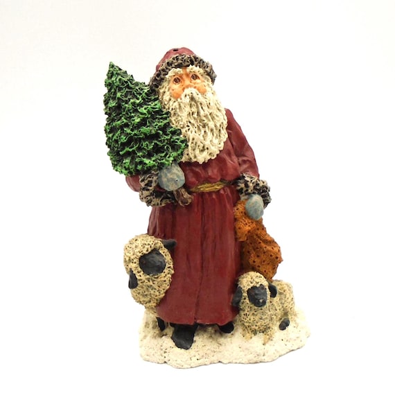 June McKenna Santa Christmas Folkart Collectible,  "Country Santa", 1995" Signed, Made in USA