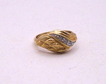 Vintage Avon Signed Starswept Dome Ring with Clear Crystal Rhinestones, Circa 1975