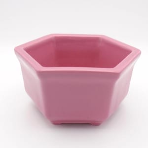 Vintage Art Deco/Mid-Century Modern Small Pink Hexagon Planter, Haeger, 4002, U.S.A.