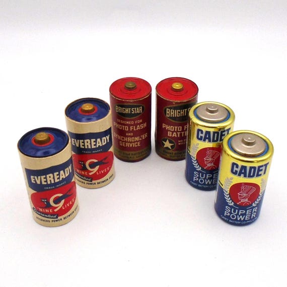 Vintage 1950-60's Collectible Eveready, Cadet and Bright Star "C" Size Batteries
