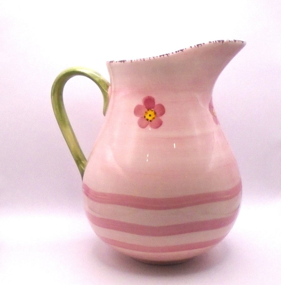 Vintage Franciscan Flora Earthenware Pitcher, Wedgewood Group, 78 Fluid Ounce Capacity