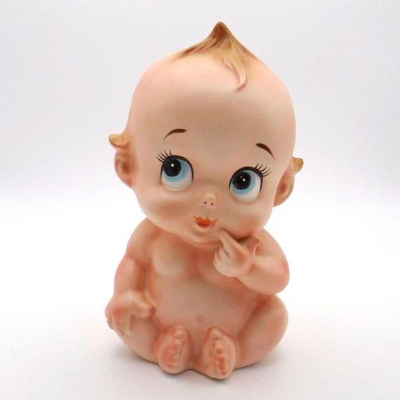 Vintage Lefton Kewpie Baby Head Vase Planter #3631
