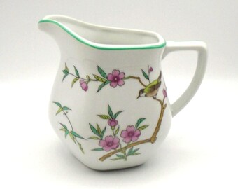 Vintage Porcelain Creamer/Small Pitcher, Floral and Bird Motifs, Designed Exclusively by Andre Richard, Made in Japan, Rare Find