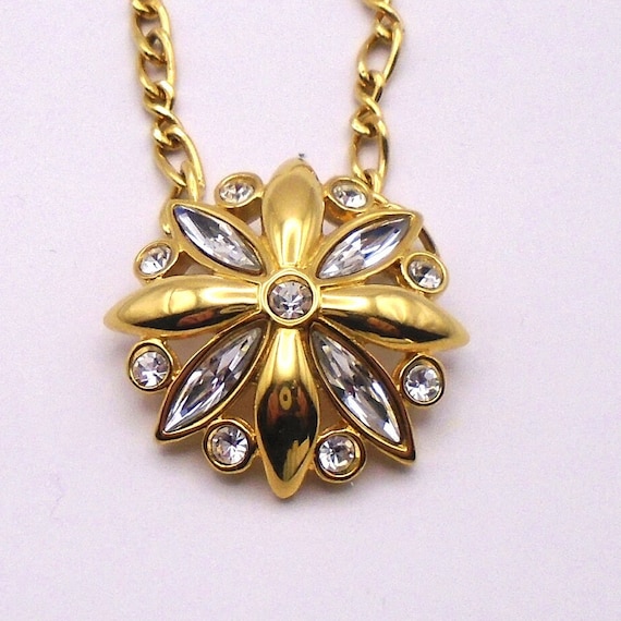 Vintage Signed Monet Crystal  Rhinestone and Gold… - image 6