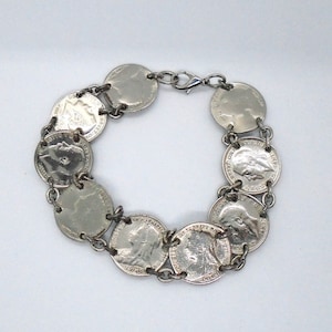 Vintage Sterling Silver 3 Pence Bracelet - Coins date from the 1890&#39;s to the 1930&#39;s.