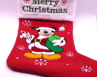 Vintage Mickey Mouse with Santa Hat Christmas Plush Cuff