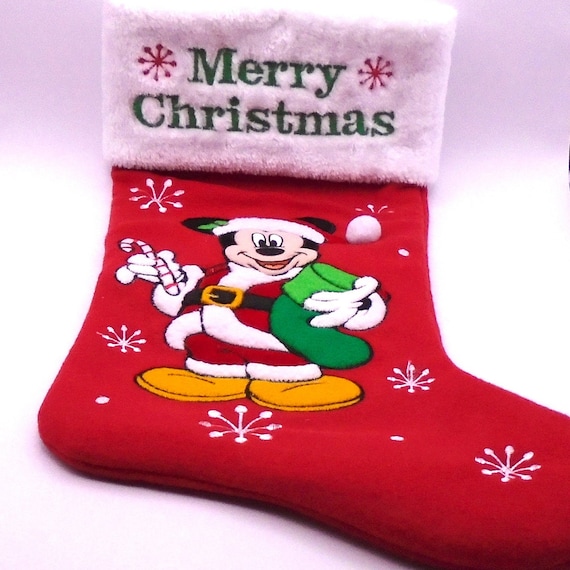 Vintage Mickey Mouse with Santa Hat Christmas Plush Cuff