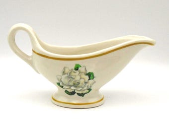 Vintage Syracuse China Restaurant Ware Floral Pattern Gravy Boat, Ceramic Gravy/Sauce Boat, 96-D  Made in USA, Circa 1967, Rare Find
