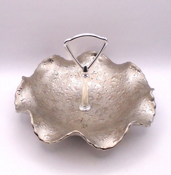 Vintage Mid-Century Dixon Art Studios Weeping Silver Ruffled Bowl