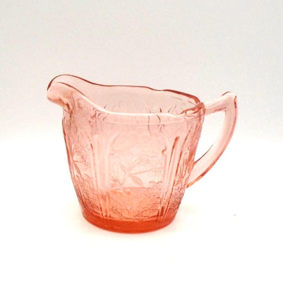 Vintage Jeannette "Pink Cherry Blossom" Depression Glass Creamer/Pitcher, Circa 1930's Depression Era, Made in USA