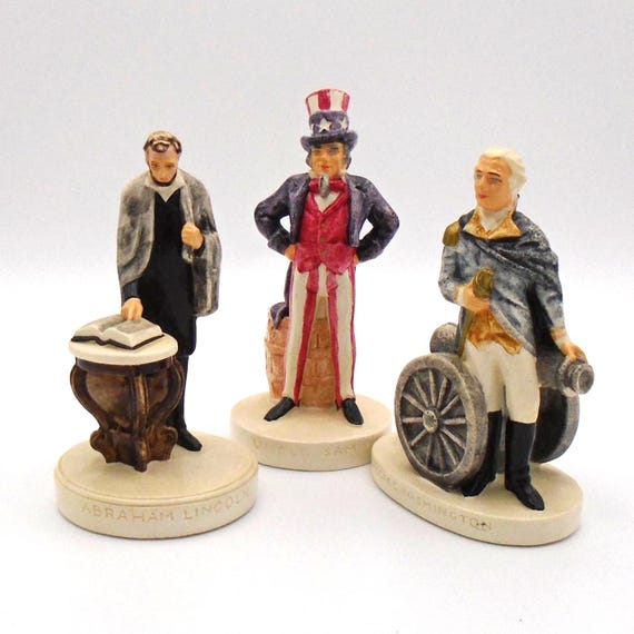Vintage Sebastian Miniatures: George Washington, Lincoln, Uncle Sam