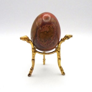 Vintage Brazilian Brown/Red Jasper Egg Gemstone Sculpture and Stand, &quot;Earth Energy&quot;