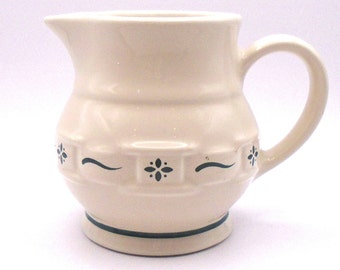 Vintage Longaberger Pottery Woven Traditions,  Classic Green Creamer/Small Pitcher 4" Made in USA