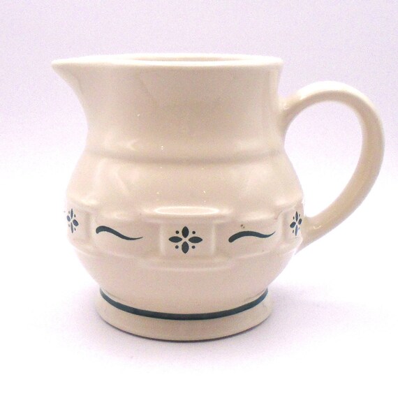 Vintage Longaberger Pottery Creamer: Woven Traditions Green, Made in USA
