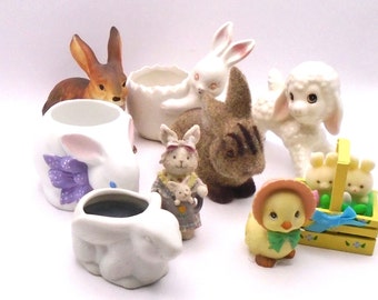 Vintage Bunny and Lamb Bundle - 9 Collectible Easter Figurines